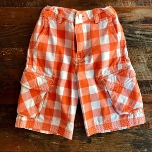 Hanna Andersson Orange Check Cargo Shorts